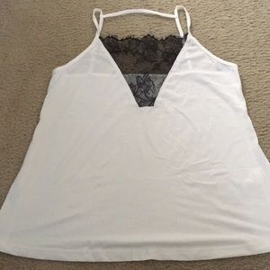 White spaghetti strap lace top